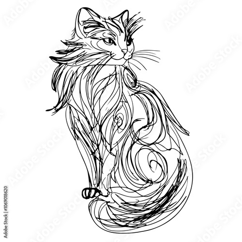 sketch of a cat ouline illustration hand drawn