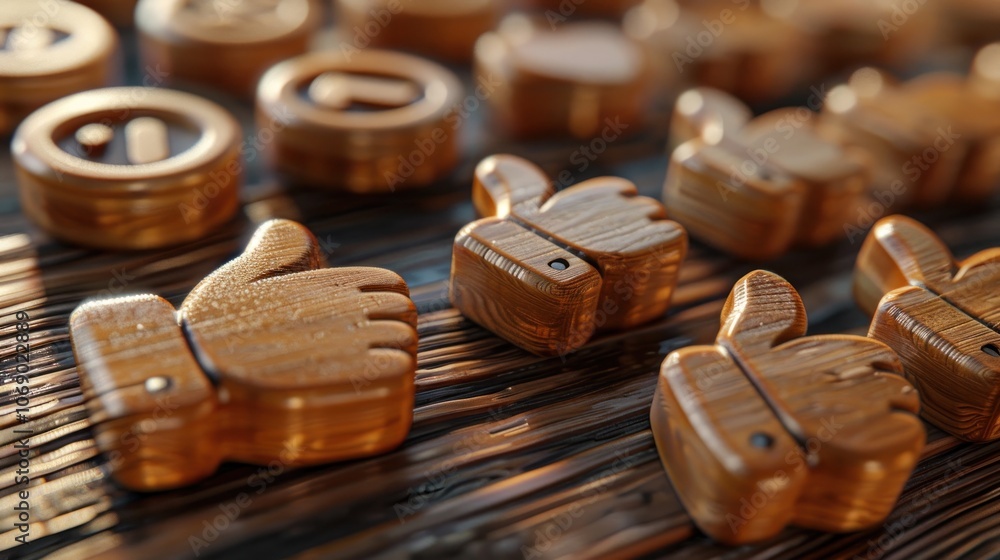 Wooden Like Buttons on Rustic Table Wooden Like Buttons on Rustic Table