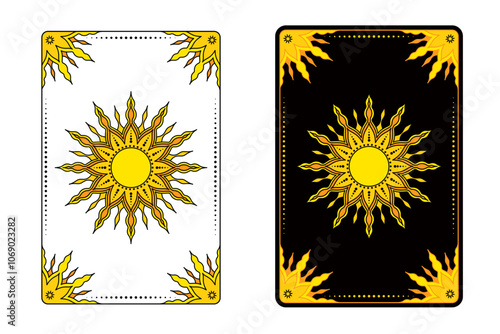 Tarot card Sun in different design variations. The major arcana of the tarot deck.