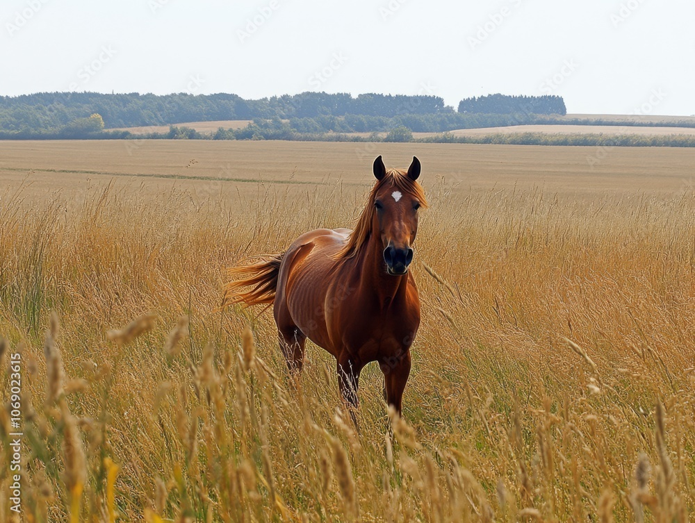 Fototapeta premium Horse Running Freely in a Meadow