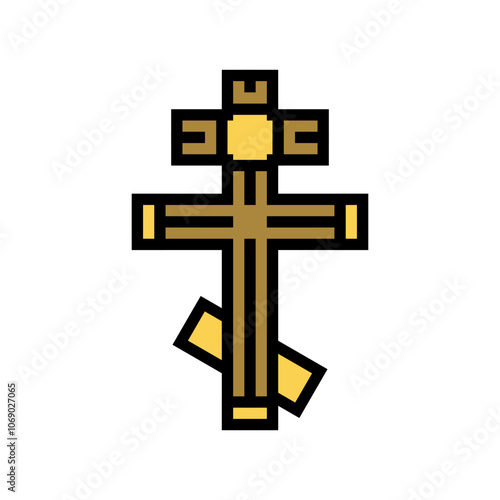 cross byzantine color icon vector. cross byzantine sign. isolated symbol illustration