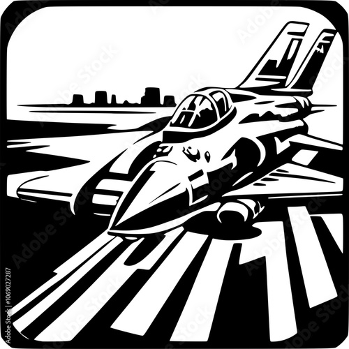 Jet taking off at the airfield