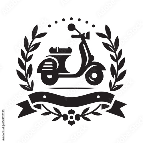 Scooter Logo Icon Silhouette Vector Illustration