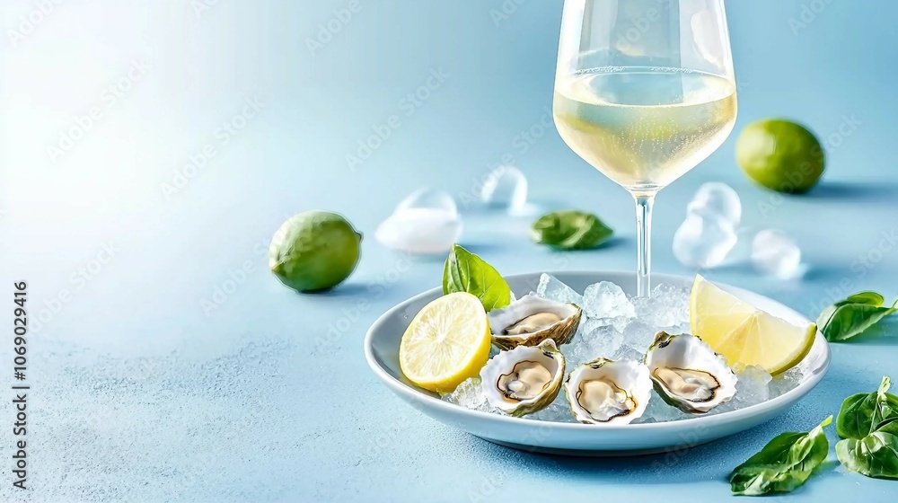 Fresh Oysters with Lemon and Lime on Ice Fresh Oysters with Lemon and Lime on Ice