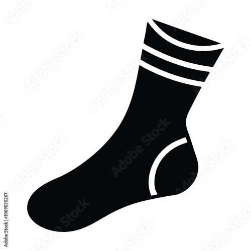 black and white sock vector silhouette