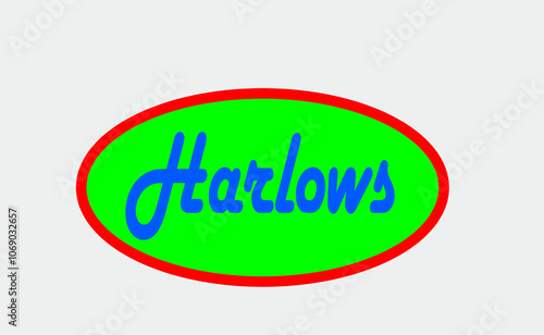 VECTOR OVALADO PARA DISEÑOS HARLOWS EN FONDO VERDE Y LETRAS DE COLOR  AZUL photo