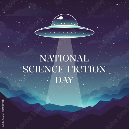 national science fiction day flat vector illustration