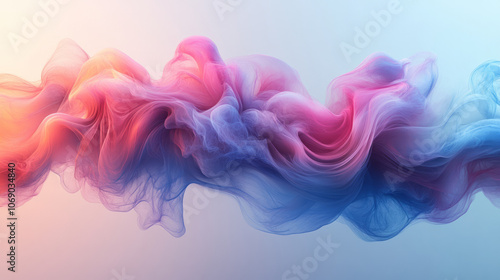 Surreal abstract shape with liquid-like blue and pink gradient, flowing gently in an ethereal composition,