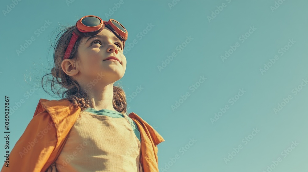 Young Adventurer with Goggles Under Clear Sky Young Adventurer with Goggles Under Clear Sky