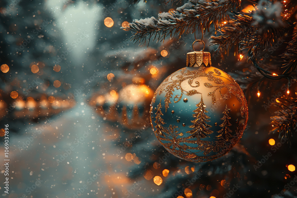 A whimsical Christmas scene with surreal ornaments, where tree decorations come to life in a magical holiday world, A whimsical Christmas scene with surreal ornaments, where tree decorations come to life in a magical holiday world,