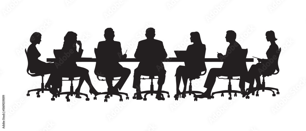 Silhouette of group of business people in a meeting Silhouette of group of business people in a meeting
