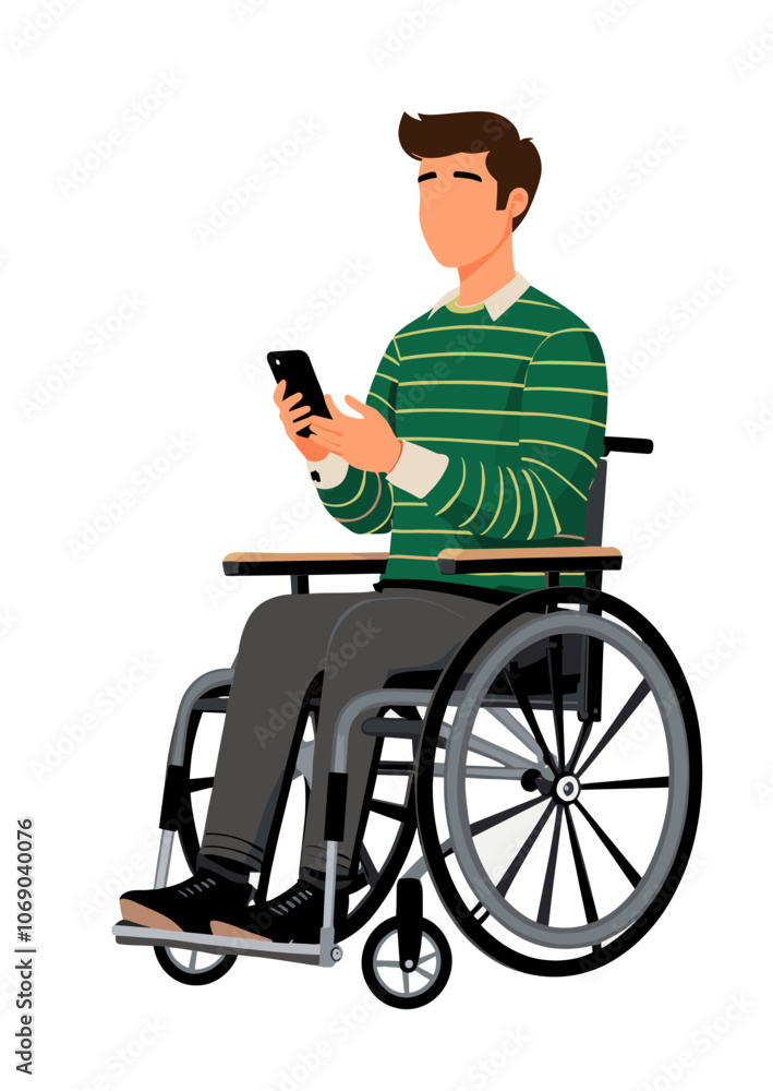 Young disabled man vector illustration isolated on transparent ...