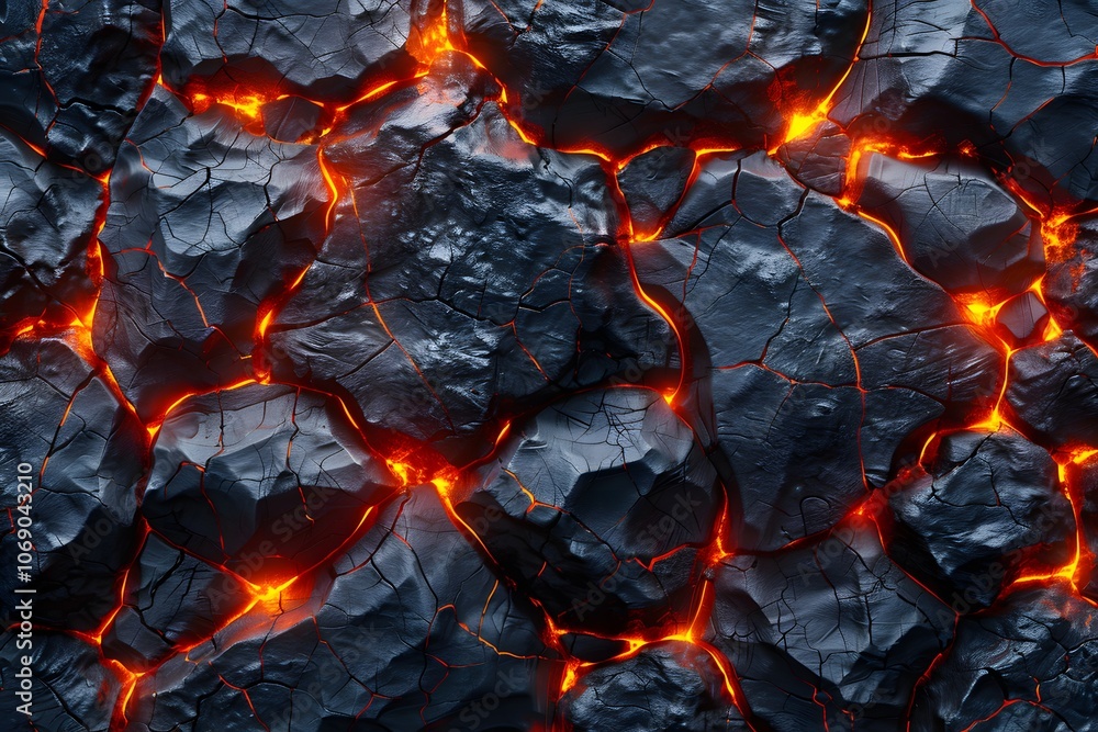 Cracked Lava Rocks Showing Glowing Molten Lava Beneath for Nature and Geology Themes Cracked Lava Rocks Showing Glowing Molten Lava Beneath for Nature and Geology Themes