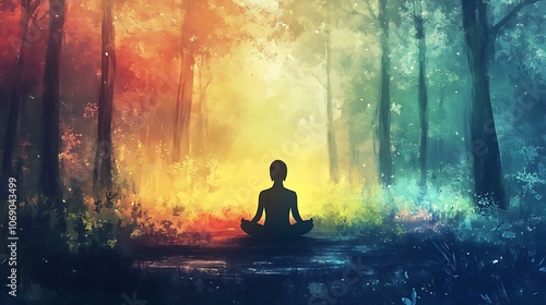 Serene Meditation in a Vibrant Forest Setting