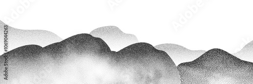 Set of  a black dots with a sandy texture. An abstract, grainy background featuring a noisy gradient pattern.