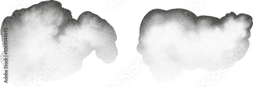 Set of  a black dots with a sandy texture. An abstract, grainy background featuring a noisy gradient pattern.