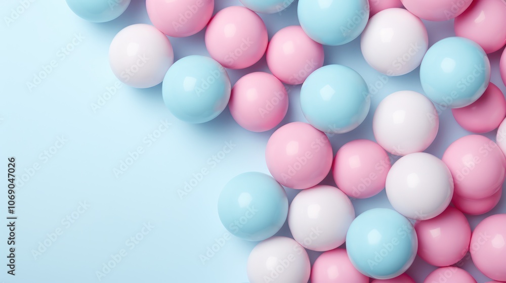 Vibrant Pink and Blue Spheres on Pastel Background. Bubble Gum. Abstract 3D Render for Modern Design with Blank Space for Text Vibrant Pink and Blue Spheres on Pastel Background. Bubble Gum. Abstract 3D Render for Modern Design with Blank Space for Text