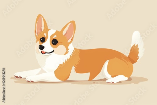 Colorful corgi illustration on cream background photo