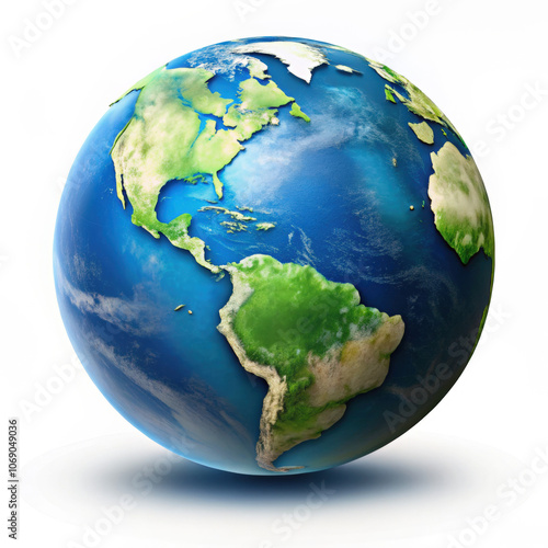 3D Globe Showing Continents in Realistic Earth Design 