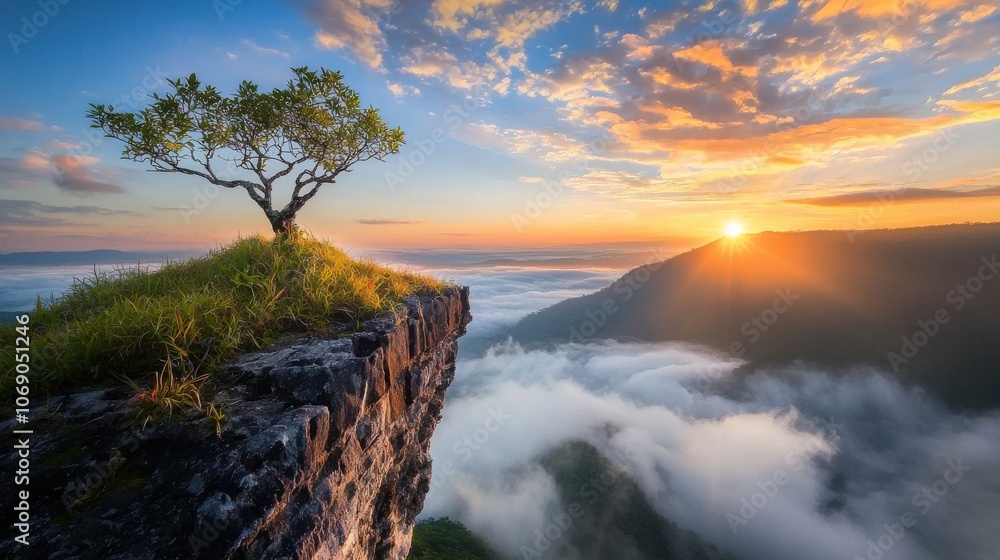 Obraz premium Enchanting Floating Landscape with Water Layers