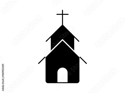 Church icon vector design template illustration, flat style, isolated on white