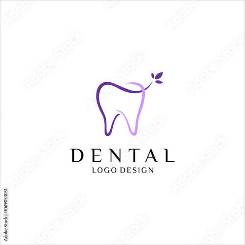flower leaf dental logo.modern sophisticated  dental logo, feminine dentistry design vector, 