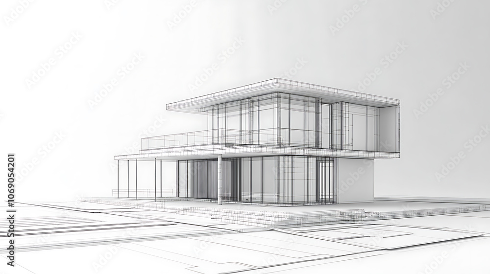 abstract architecture background blueprint house plan and wire frame model of building abstract architecture background blueprint house plan and wire frame model of building