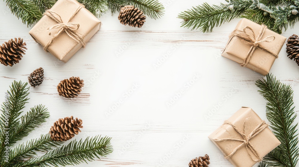 Morning Light Holiday Gift Scene with Blank Space Morning Light Holiday Gift Scene with Blank Space