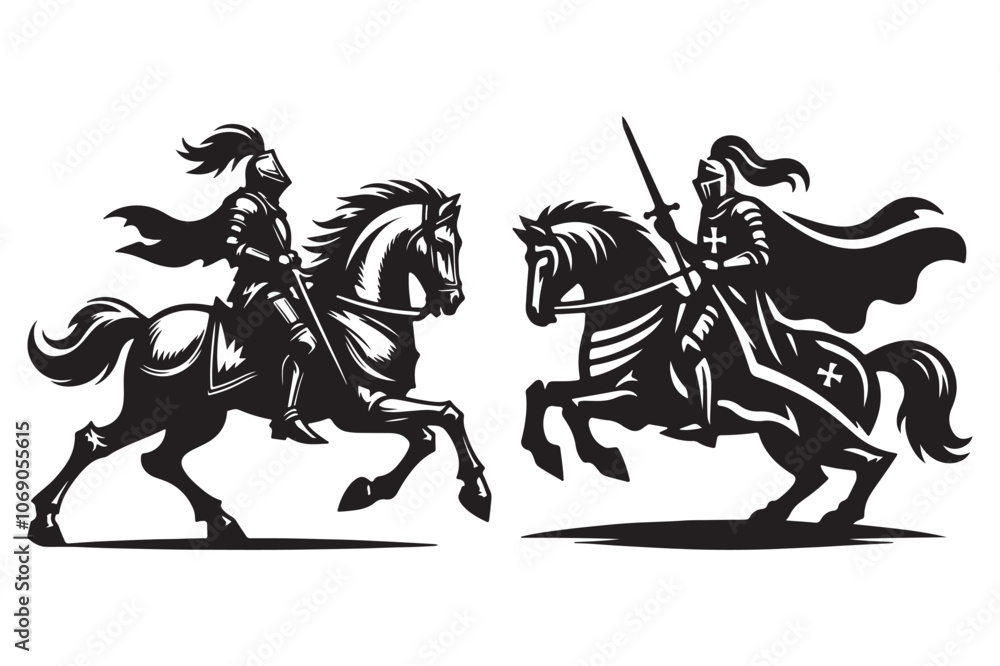 knight silhouette vector illustrations knight silhouette vector illustrations