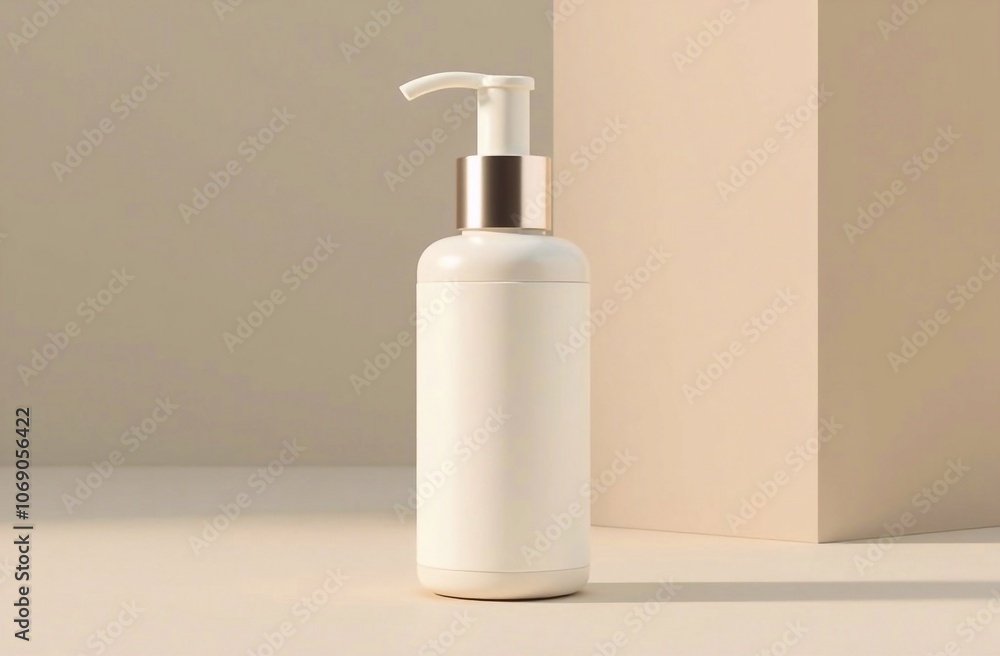 Mockup of a light non-transparent cosmetic bottle, cosmetic bottle Mockup of a light non-transparent cosmetic bottle, cosmetic bottle