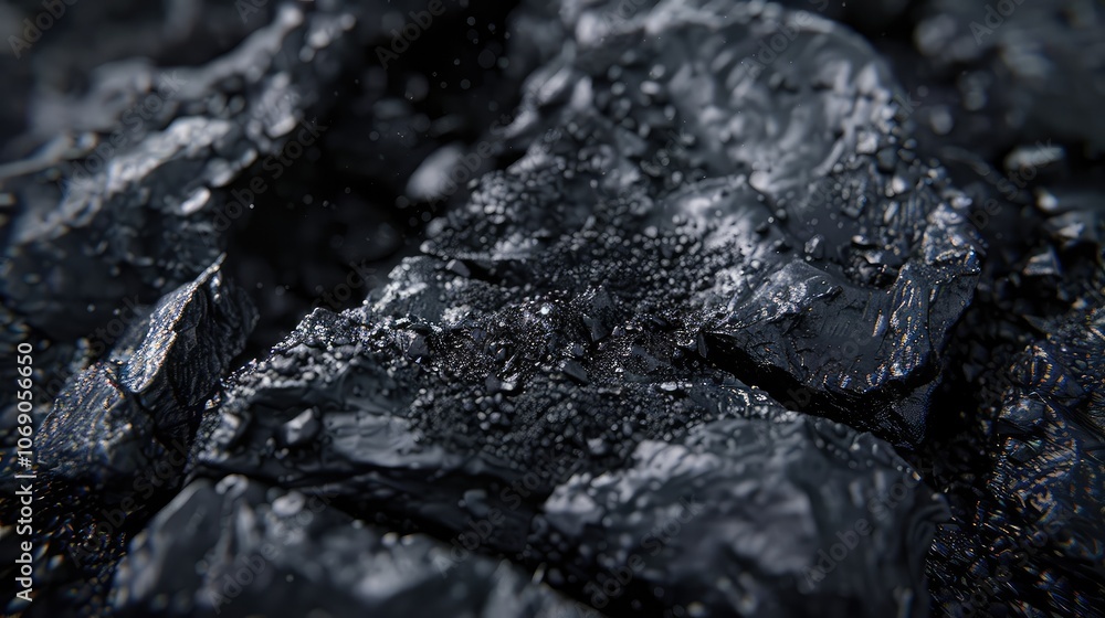Wet Shiny Black Rocks in Close-Up Wet Shiny Black Rocks in Close-Up