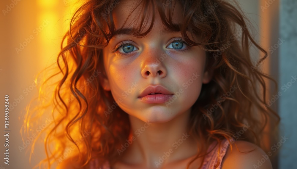 Beautiful girl's emotional face on a plain background. An amazing depiction of innocence and elegance. Beautiful girl's emotional face on a plain background. An amazing depiction of innocence and elegance.