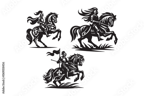 knight silhouette vector illustrations photo