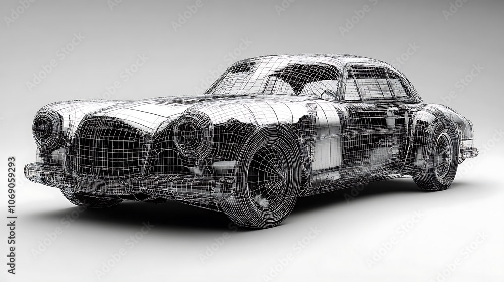 Fototapeta premium Wireframe car