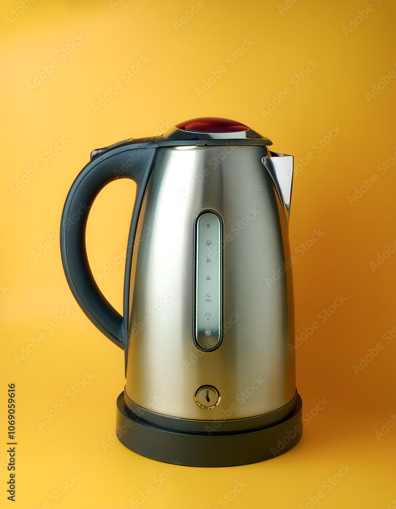 a electric kettle, isolated on a yellow pastel a electric kettle, isolated on a yellow pastel