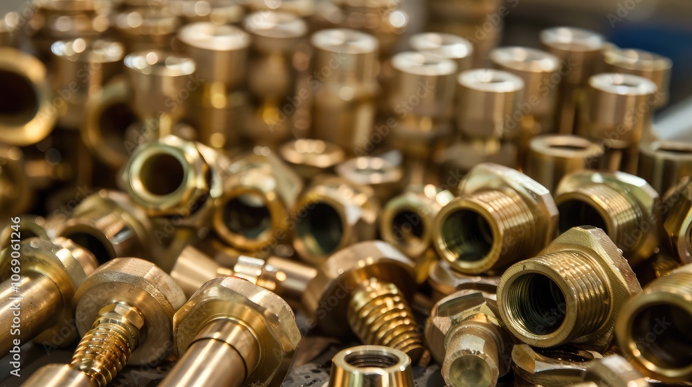 Close-Up of Industrial Brass Fittings Close-Up of Industrial Brass Fittings