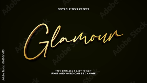 Glamorous text effect with editable golden 3d vector style