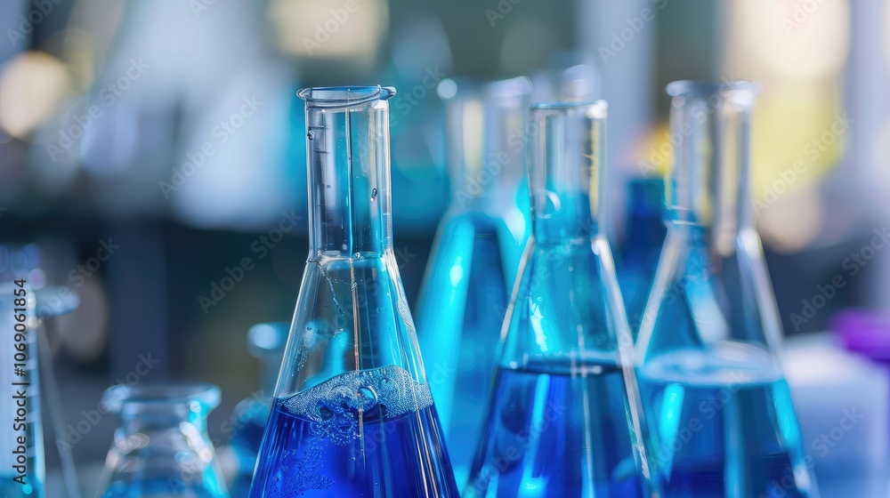 Blue Liquid in Laboratory Glassware Blue Liquid in Laboratory Glassware