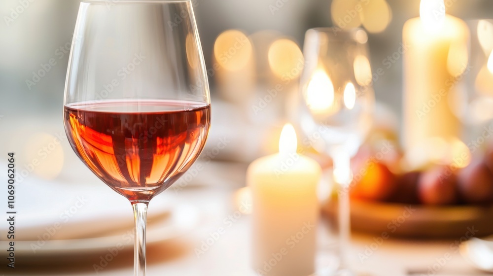 Swirling Red Wine in a Glass with Candlelight Background Swirling Red Wine in a Glass with Candlelight Background