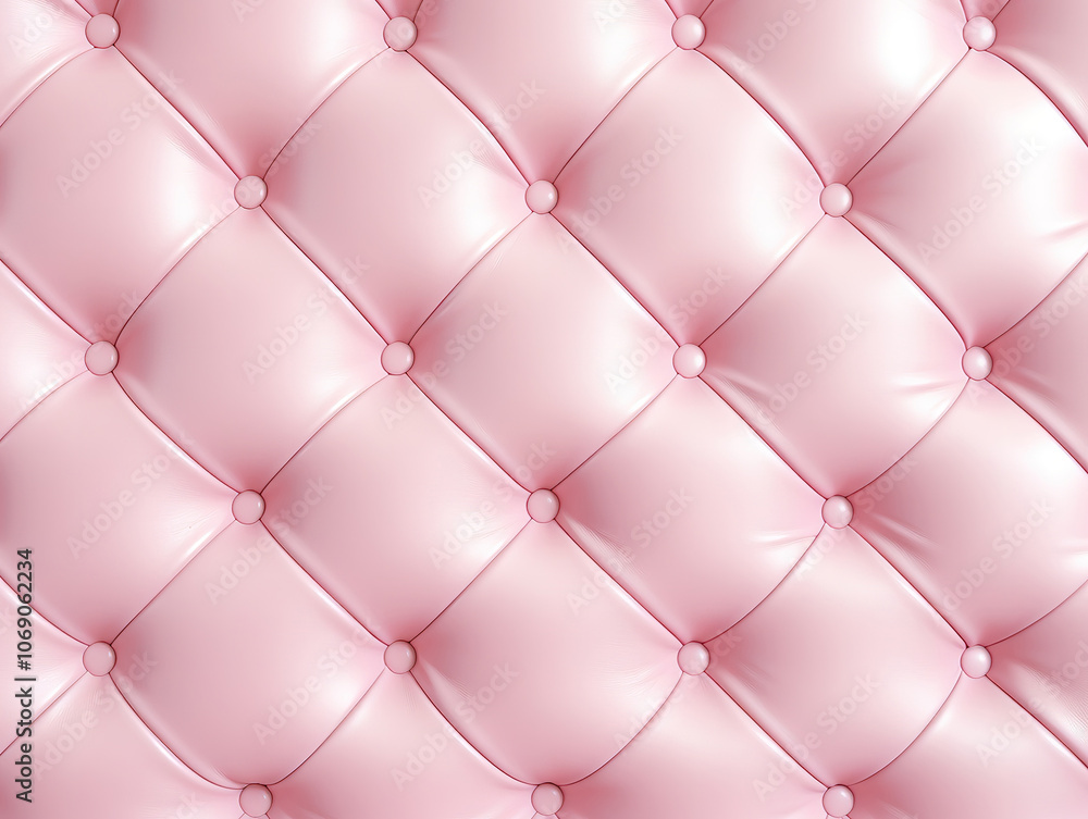 Obraz premium Seamless Light Pastel Pink Diamond Tufted Upholstery Background for Baby Shower or Nursery Decor