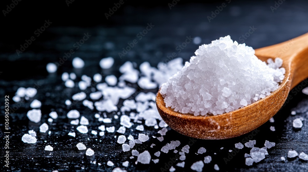 Macro Shot of Salt Crystals on Dark Surface