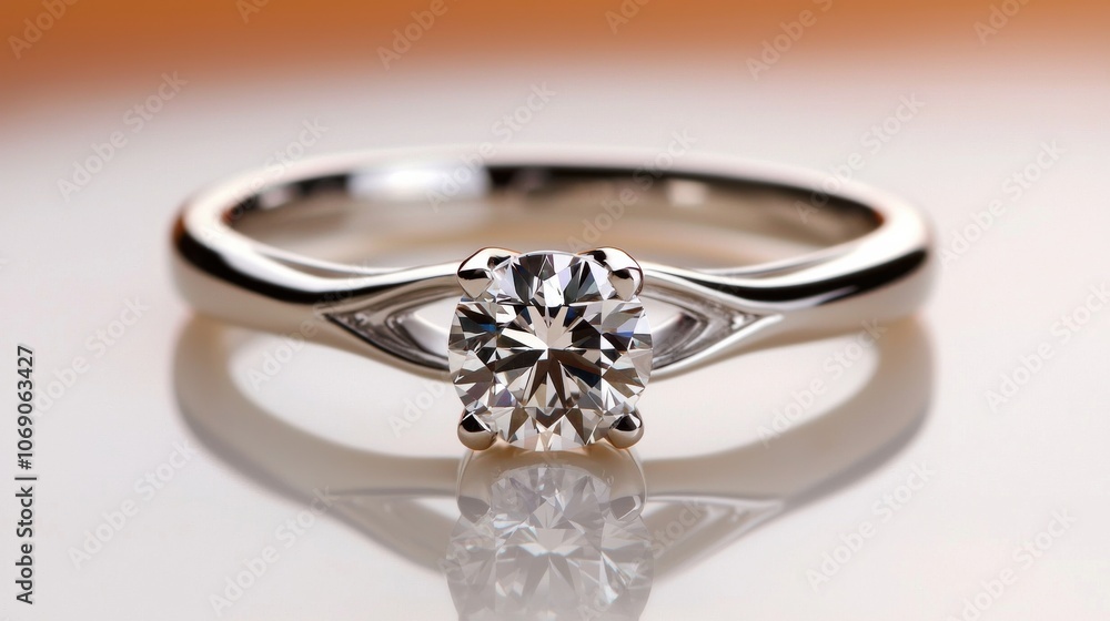 Elegant White Gold Diamond Ring on Soft Background Elegant White Gold Diamond Ring on Soft Background