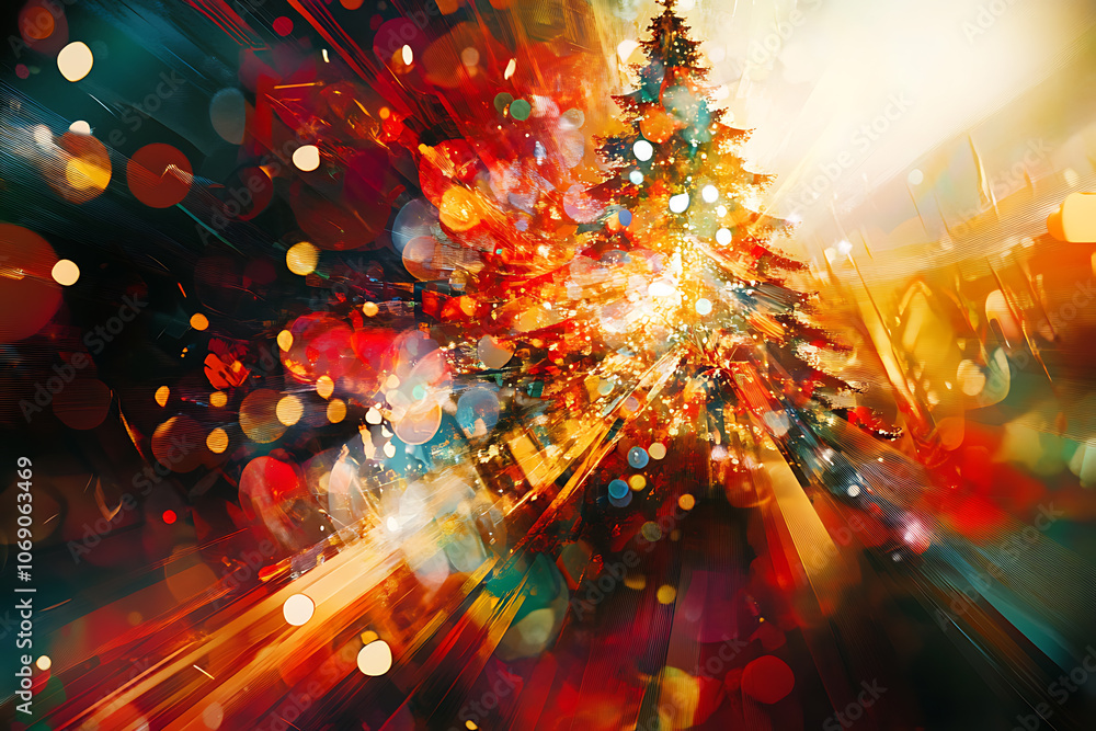 An abstract digital background featuring a Christmas tree, blending festive holiday elements with a modern, artistic design. An abstract digital background featuring a Christmas tree, blending festive holiday elements with a modern, artistic design.