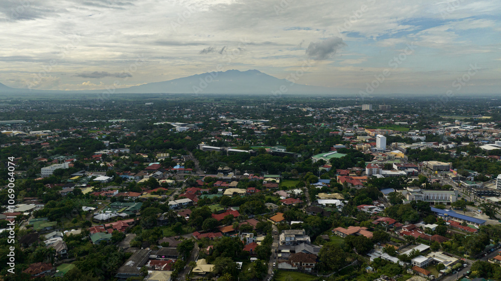 Obraz premium Top view of Bacolod city with residential areas and houses. Negros Occidental, Philippines.