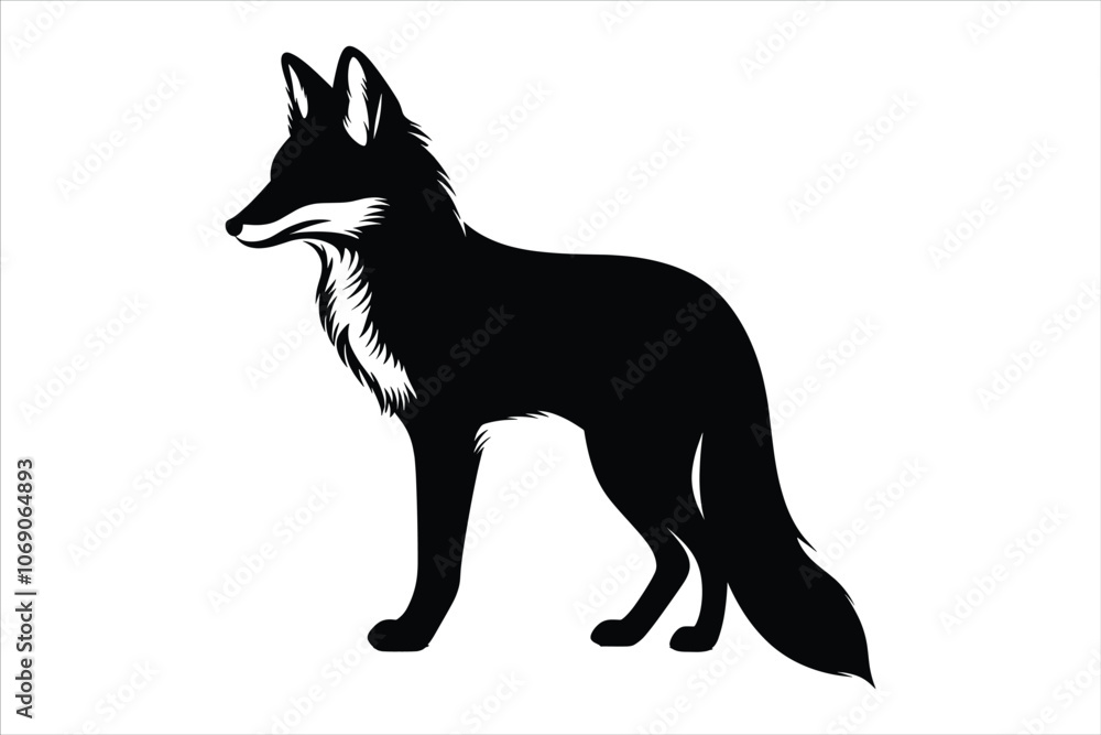 Fox Silhouette Bundle Set on a White Background