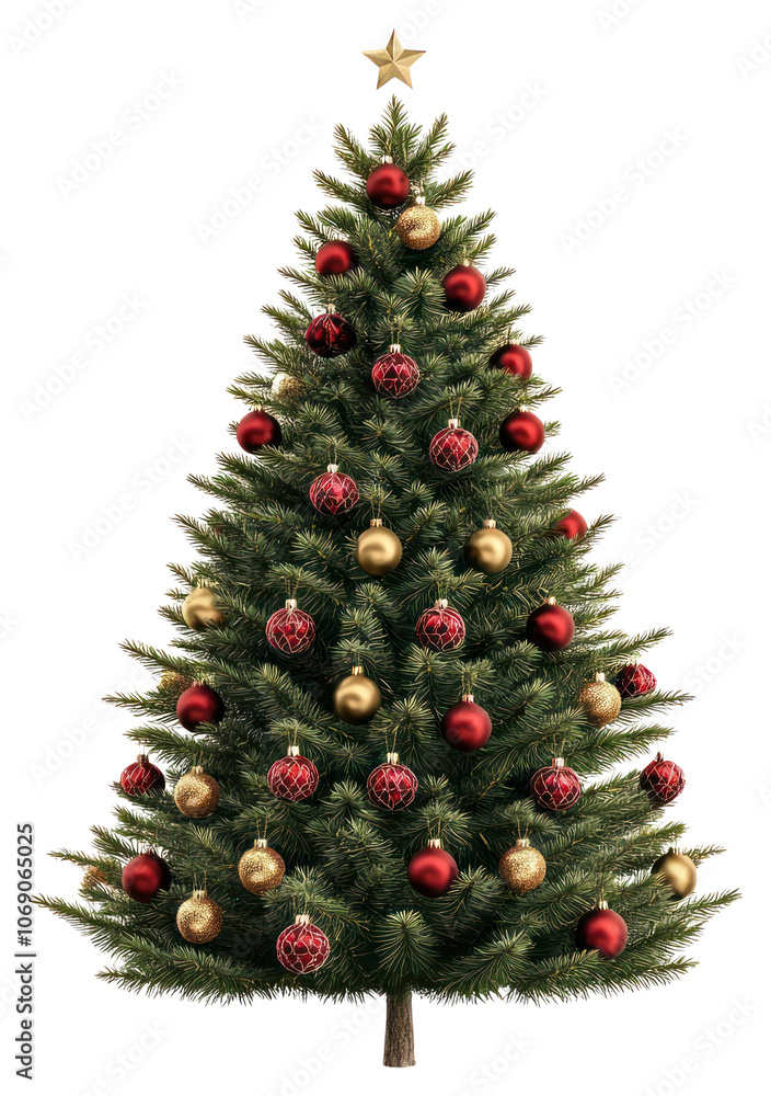Fototapeta premium PNG Christmas tree decorations gold.