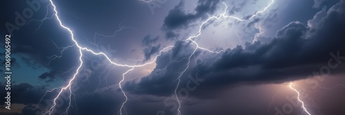 Lightning streaks across the sky during a summer thunderstorm