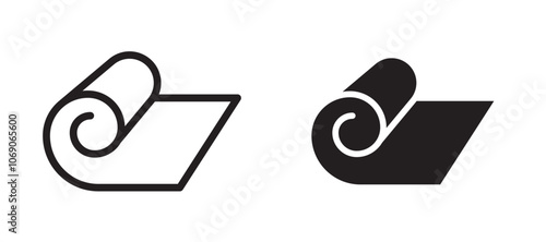 Carpet roll vector icon set black filled and outlined style.