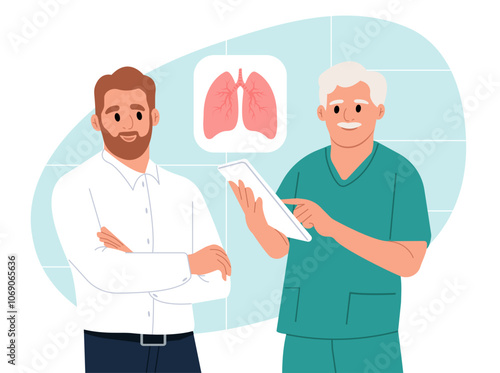 World lung cancer awareness month in November. Lung health. Lung care, tuberculosis awareness. World cancer day, a patient with pneumonia, tuberculosis.