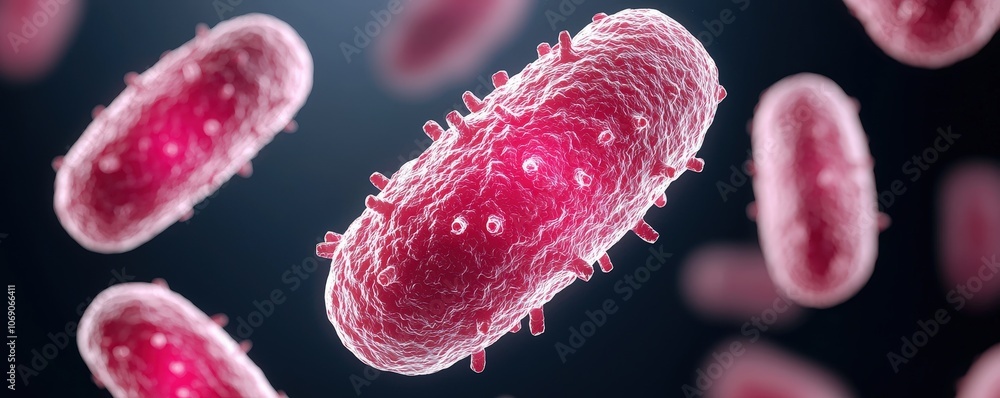Neon Highlight of Bacteria Colony with Detailed Spores Neon Highlight of Bacteria Colony with Detailed Spores